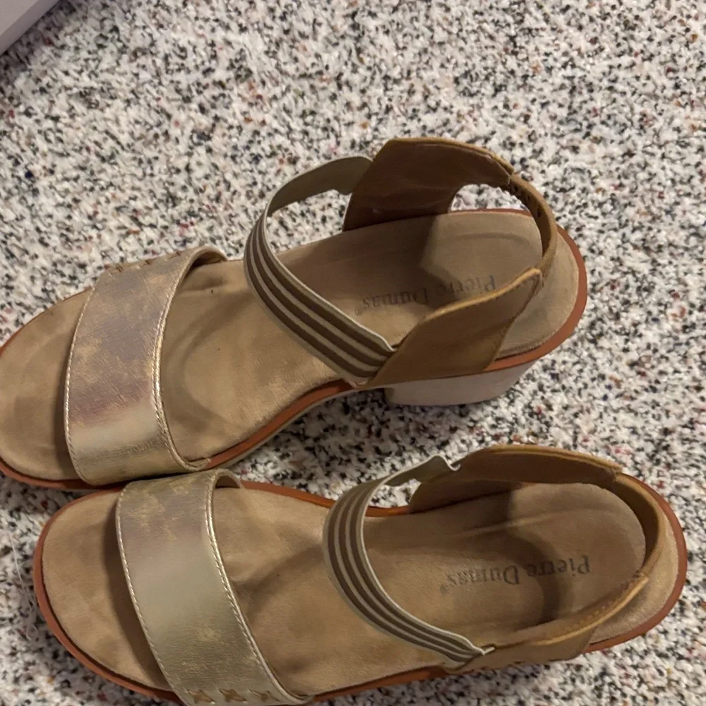 Pierre Dumas Iridescent Gold Strappy Sandals